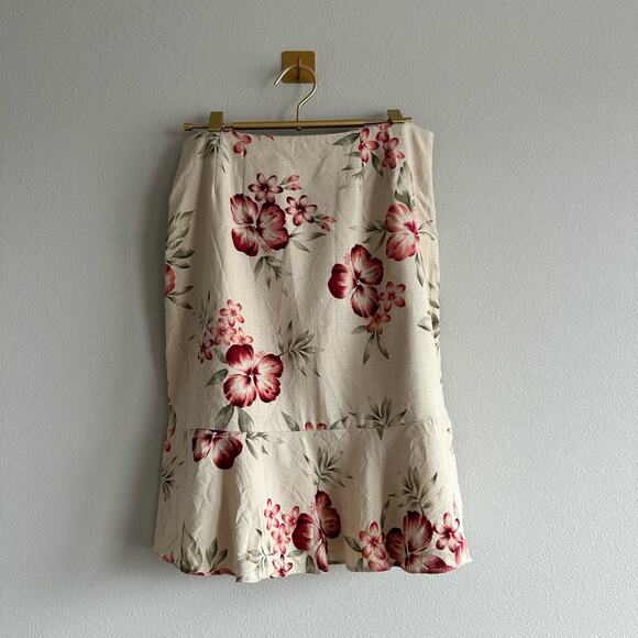 Vintage Brooks Brothers Floral Silk Cotton Skirt Sz 4 – Ruffle Hem Cottagecore - Picture 3 of 5